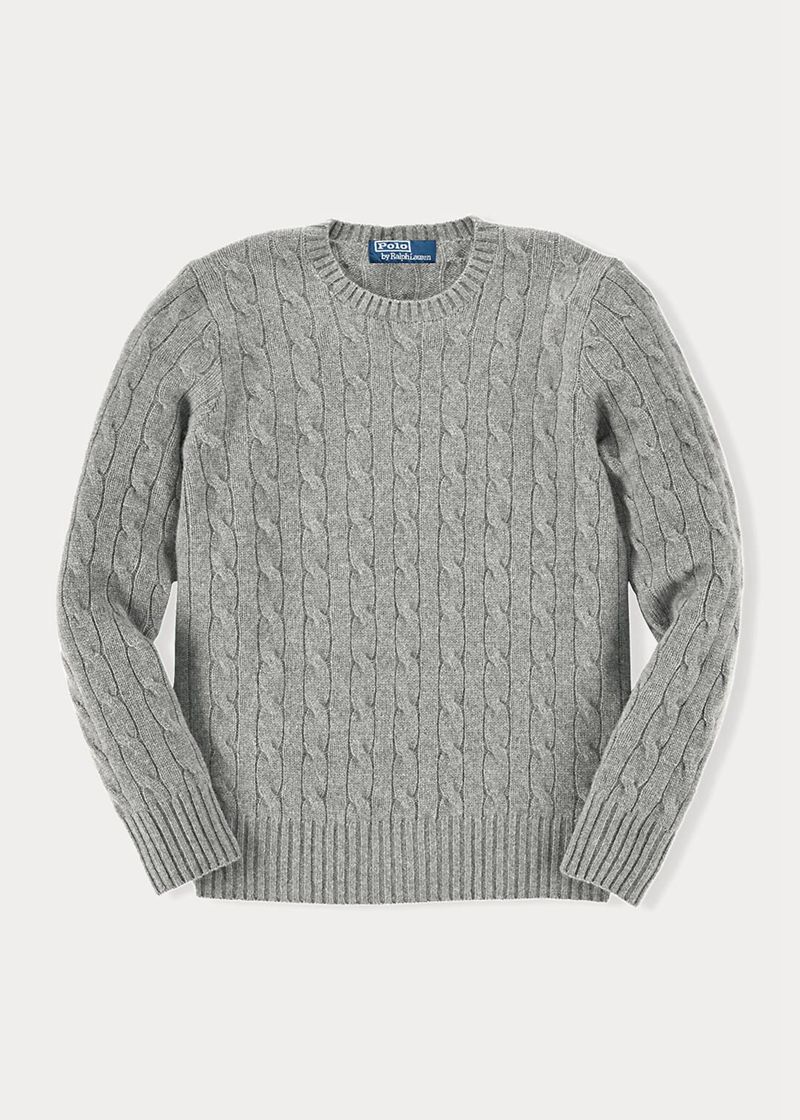 Sueter Ralph Lauren Niño 6-14 Años The Iconic Cable-Knit Cashmere Jumper Chile Gris YERDC-8102